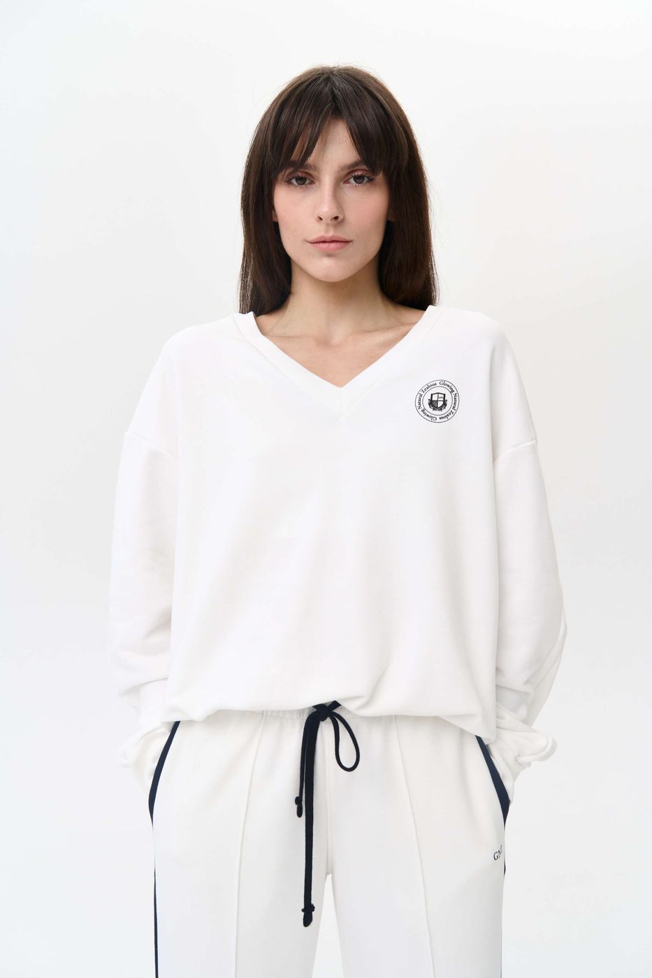 Jane V-neck sweatshirt, Milk 0346 фото