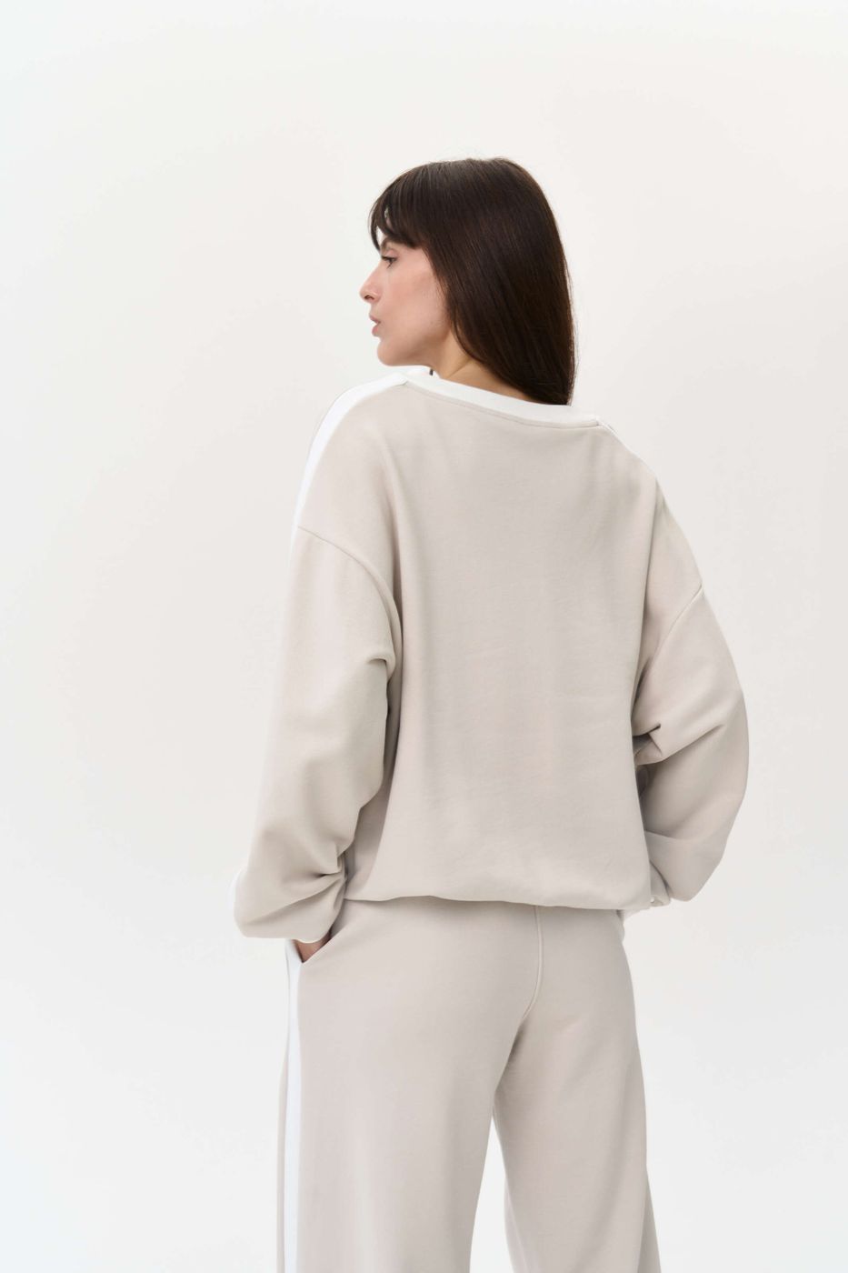 Jane V-neck sweatshirt, Sand 0347 фото