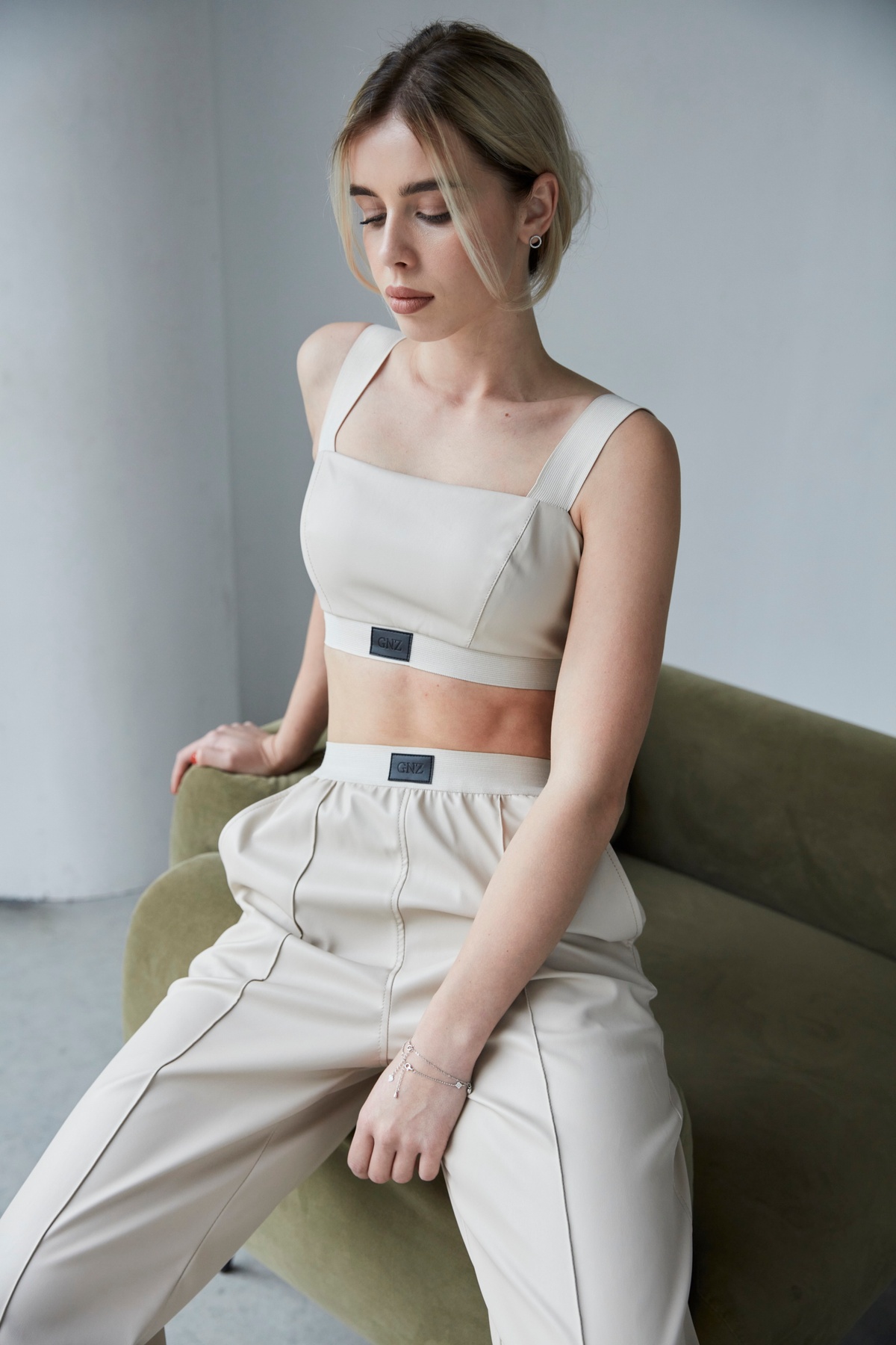 Eco-leather top-bando Drop "Leather stories", Cream SS22-23LS_ТOP_Cream фото