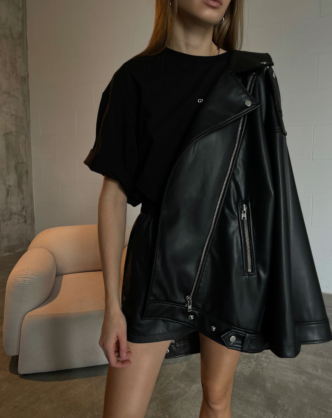 Куртка косуха еко-шкіра Drop «Leather stories», Total black SS22-23LS_LJ_Black фото