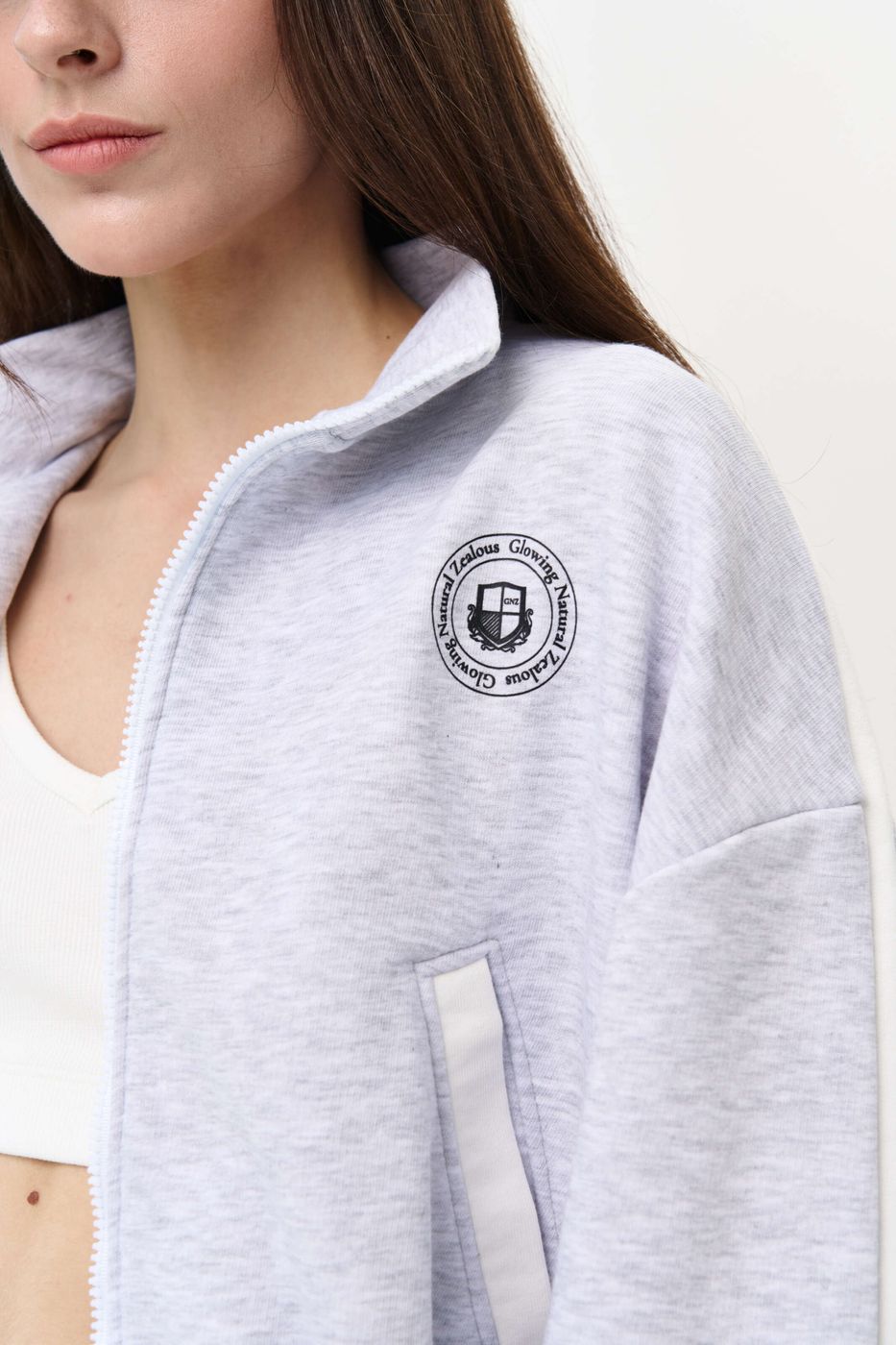 Gala sweatshirt with a zipper with lamps, Gray Melange 0363 фото