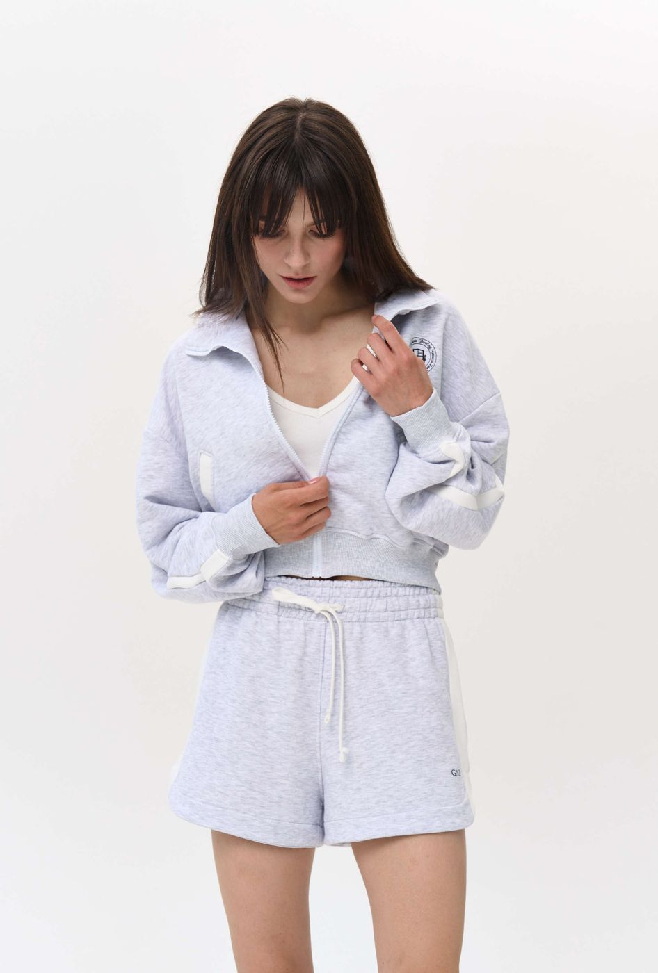 Gala sweatshirt with a zipper with lamps, Gray Melange 0363 фото