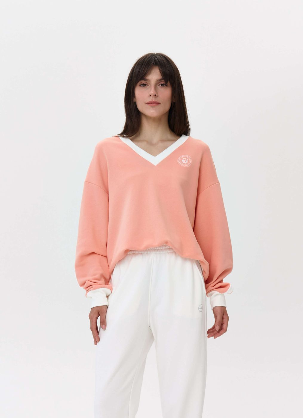 Jane V-neck sweatshirt, Peach 0329 фото