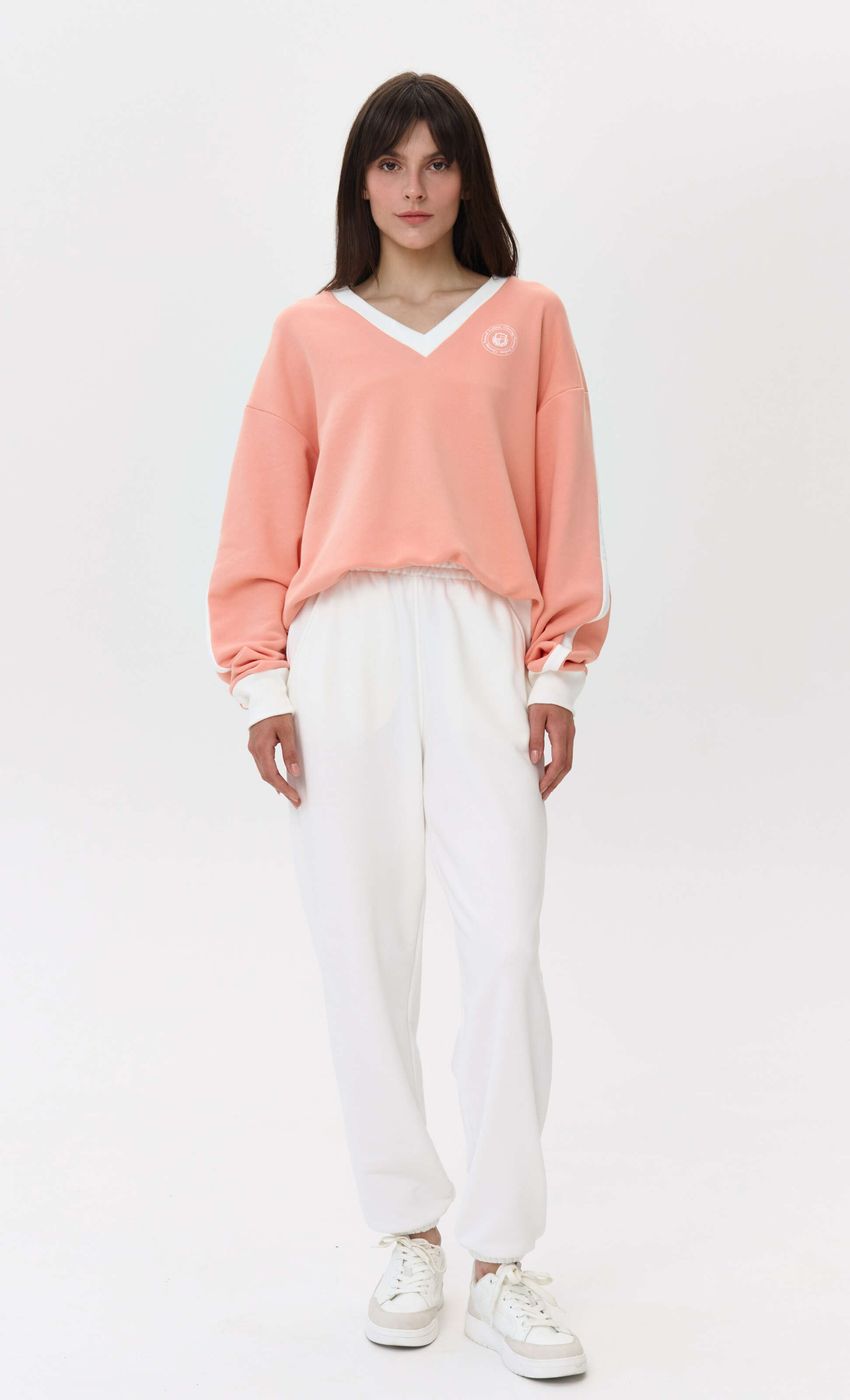 Jane V-neck sweatshirt, Peach 0329 фото