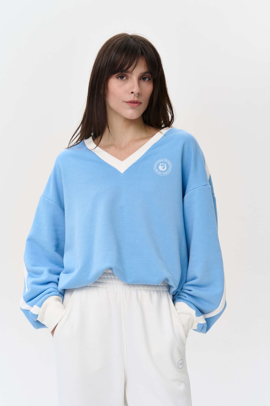 Jane V-neck sweatshirt, Blue 0330 фото