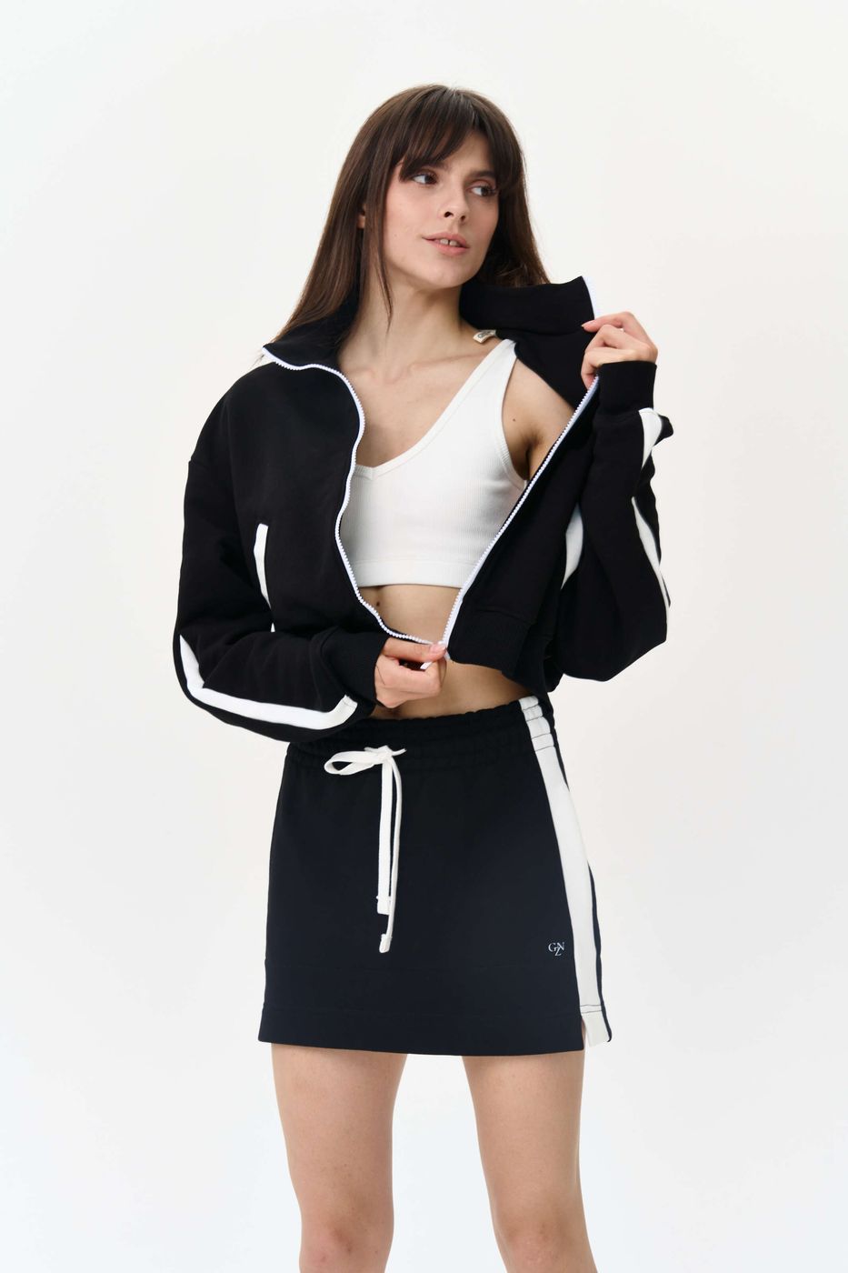 Gala sweatshirt with a zipper with lamps, Black 0366 фото