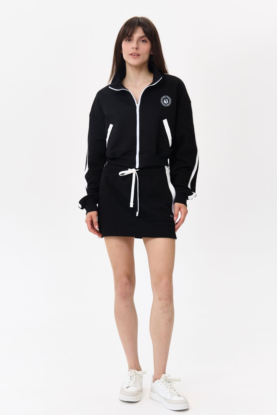 Gala sweatshirt with a zipper with lamps, Black 0366 фото